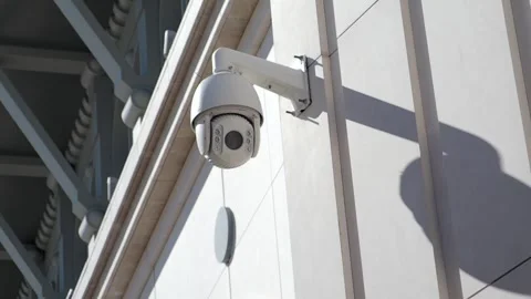 Security Camera Successfully Mounted on the Wall for Optimal Stock Footage 296245268