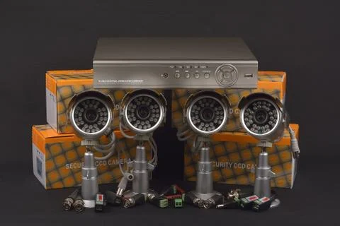 Security camera. surveillance cameras Stock Photos