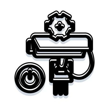 Security camera surveillance system with settings icon Stockillustratie