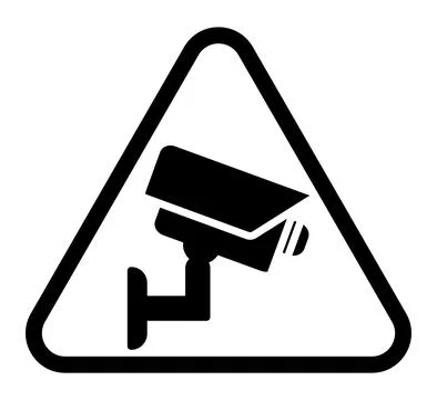Security Camera Symbol in Warning Triangle Format for Surveillance Signage Stock Illustration