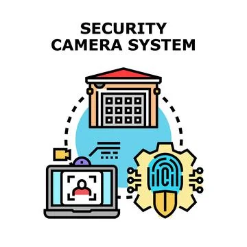 Security camera system concept protecting property and data Stock Illustration