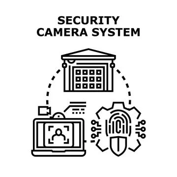 Security camera system concept protecting property and data 스톡 일러스트