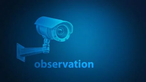 Security camera system icon and statistics - 3D rendering Illustrazione stock