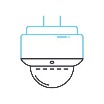 Security camera system line icon, outline symbol, vector illustration, concept Stock Illustration