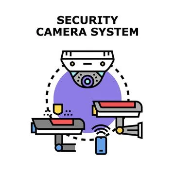 Security camera system protecting home and business property Stock Illustration