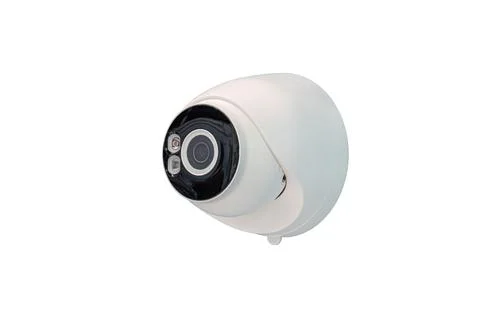 Security camera on transparent background, white dome shape, black lens, slee Stock Photos