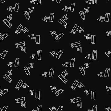 Security camera vector dark seamless pattern 스톡 일러스트