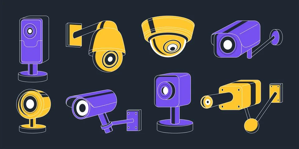 Security camera. Video surveillance system. Home safety electronic equipmen.. Stock Illustration