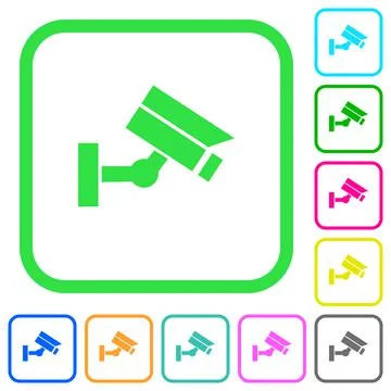 Security camera vivid colored flat icons 스톡 일러스트