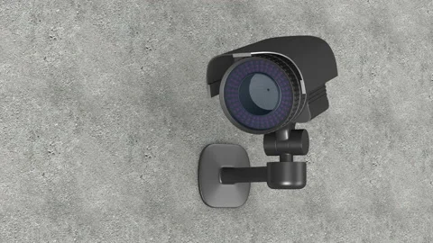 Security camera on wall. 3D render Video stock 130933682