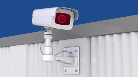 Security camera on the wall, alpha matte included Stock Footage 46386340