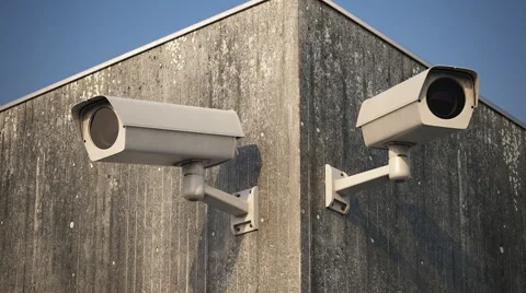 Security Camera On Wall cctv safety control privacy Video stock 42104312