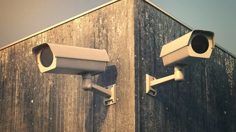 Security Camera On Wall cctv safety control privacy Stock Footage 42104834
