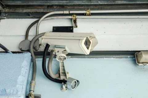 Security camera on the  wall Stock Photos