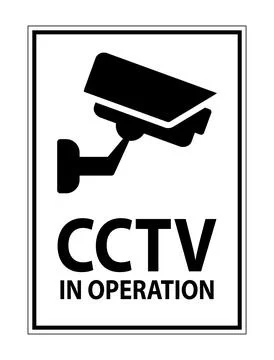 Security Camera Warning Sign Displaying Surveillance in Operation Notice Stock Illustration