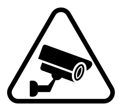 Security Camera Warning Sign Icon in Triangular Shape for Safety Alerts Stock Illustration