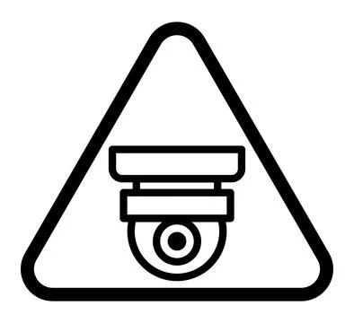 Security Camera Warning Sign With Simple Line Art Design For Safety Precautio Stock Illustration