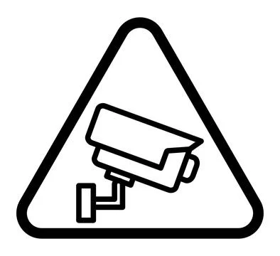 Security Camera Warning Sign with Triangle Shape and Bold Lines Stock Illustration