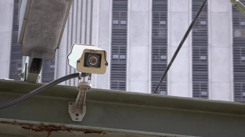Security camera watching people in city 4k Видео 55240956