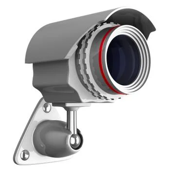 Security camera on white background. Isolated 3D image Stock Illustration