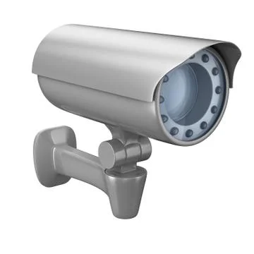 Security camera on white background. Isolated 3D image Illustrazione stock
