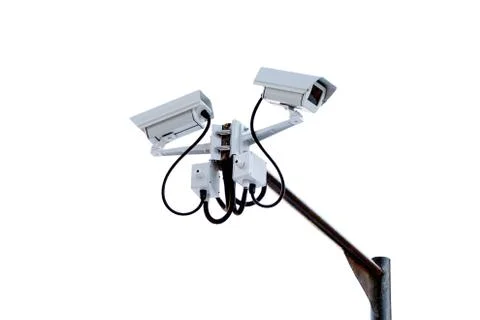 Security camera on white background Stock Photos