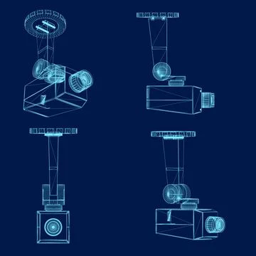 Security camera. Wireframe cctv home wireless electronic inspection cameras Stock Illustration