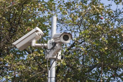 Security cameras to capture the surrounding area. Stock Photos