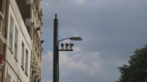 Security cameras (CCTV) on a street post. Stock Footage 92247032