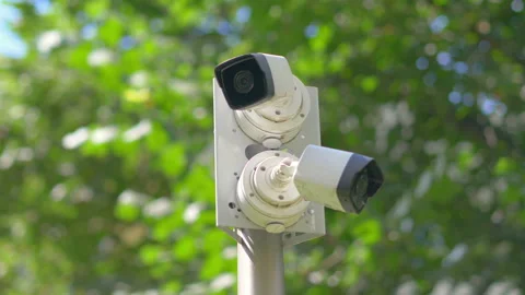 Security cameras in the city in 4k slow motion 60fps Stock-Footage 162655907
