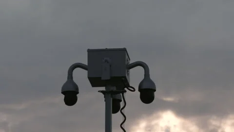 Security Cameras Cloudy 4K Stock Footage 145957010