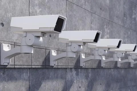 Security cameras on the concrete wall Stock Illustration