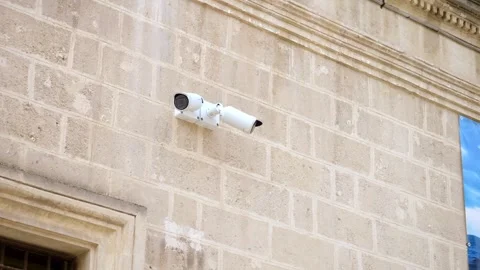 Security cameras installed in the center of Matera, Italy Stock Footage 305857824