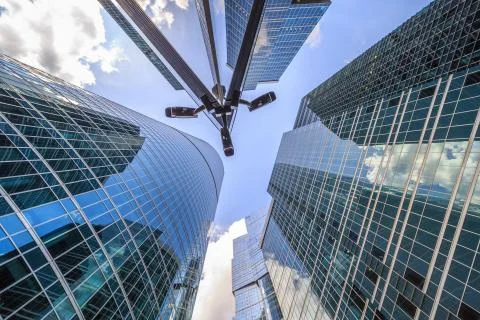 Security cameras installed on Skyscraper. Stock Photos
