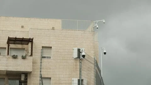 Security cameras in a Jewish settlement Video stock 154682134