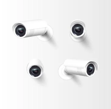 Security cameras on modern building. Professional surveillance camera. Security Ilustración de archivo