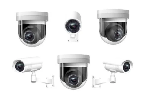 Security cameras on modern building. Professional surveillance camera. Security Stock Illustration