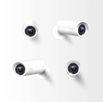 Security cameras on modern building. Professional surveillance camera. Security Ilustración de archivo