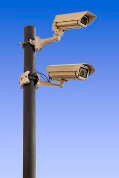 Security cameras on pole Stock Photos
