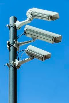 Security cameras on pole Stock Photos