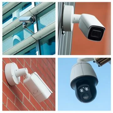 Security cameras of security - collage Foto stock