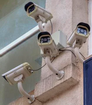 Security cameras on the wall Stock Photos