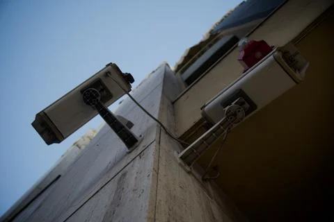 Security cameras on wall Stock Photos