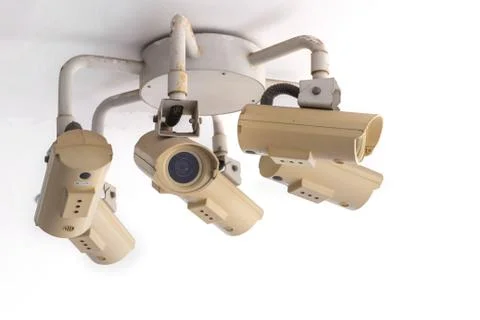 Security CCTV camera and urban video, electronic device Stock Photos