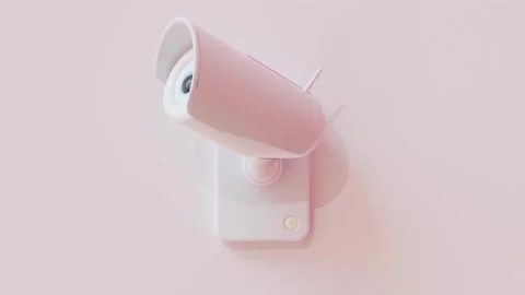 Security CCTV camera cute shape and pink pastel color for children room. Video stock 269455383