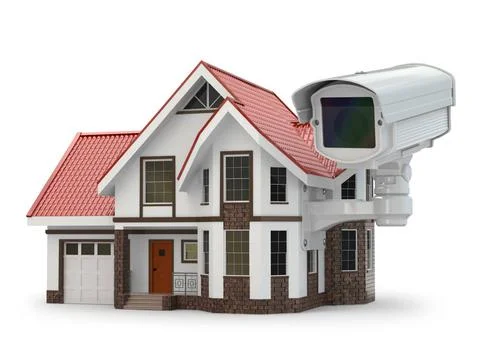 Security CCTV camera on the house. Security CCTV camera on the house. 3d C... Stock Photos