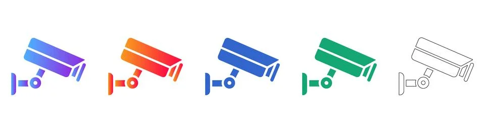 Security CCTV Camera Icon Set for Surveillance Stock Illustration
