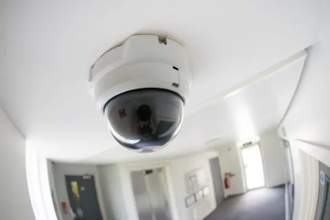 Security, CCTV camera in office building Stock Photos