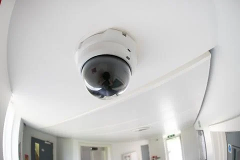 Security, CCTV camera in office building Stock Photos