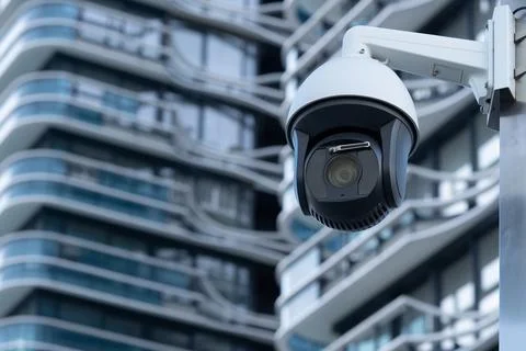 Security CCTV camera or surveillance system in office building. Stock Photos